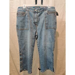Vintage Adolfo Capri Jeans Women's Size 14 Straight Leg Button Sides Medium Wash